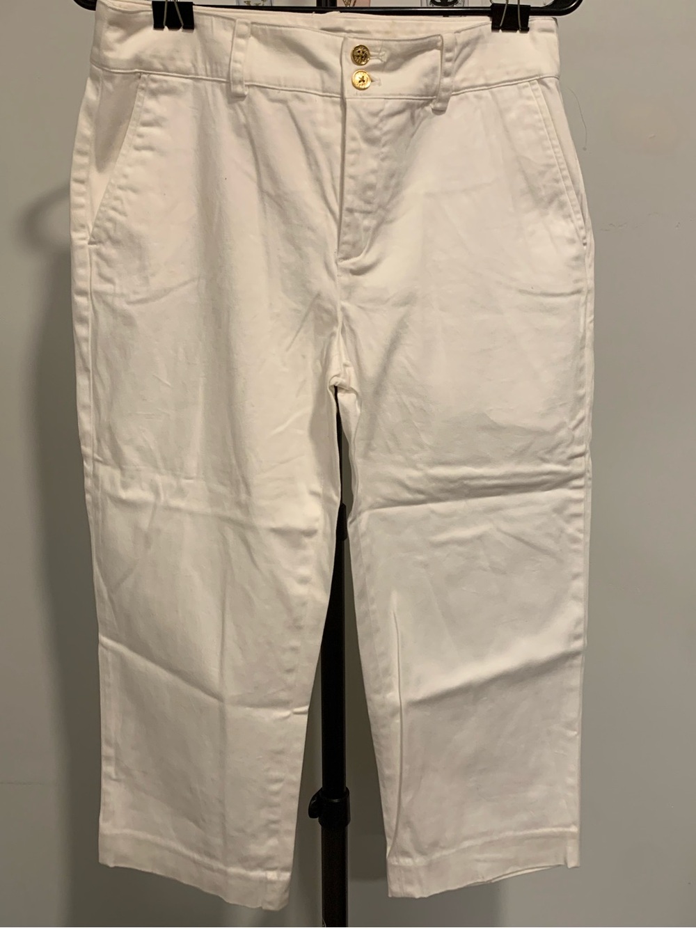 Chaps White Cotton Cropped Pants